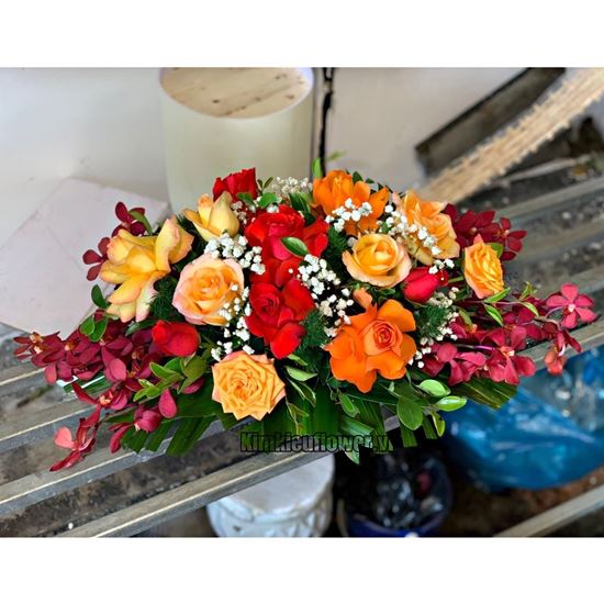 Đĩa hoa hồng, lan đỏ - ĐH13