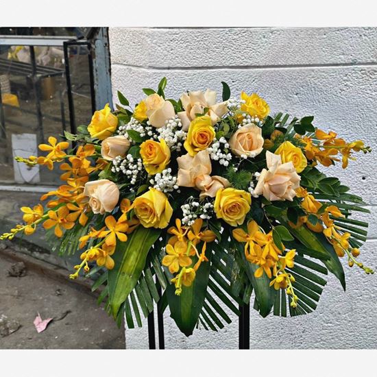 Đĩa hoa hồng, lan vàng - ĐH18