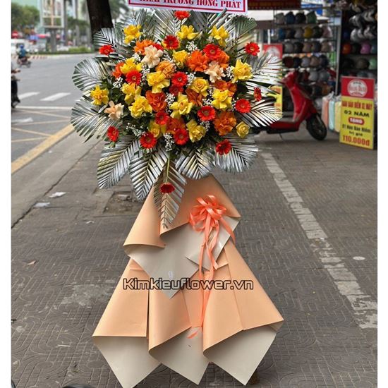 Kệ hoa hồng vàng, đồng tiền cam - KH158