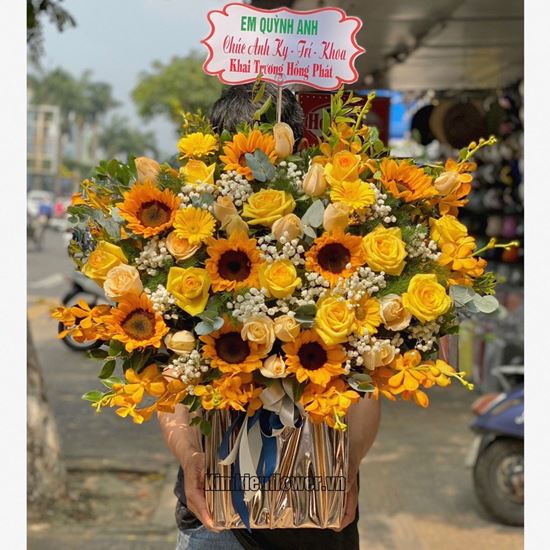 GIỎ HOA HƯỚNG DƯƠNG, LAN VÀNG - HG552