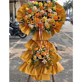 Kệ hoa chúc mừng tone cam - KH163