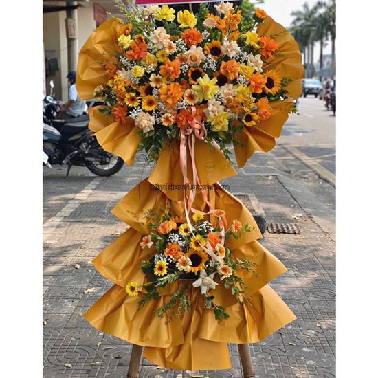 Kệ hoa chúc mừng tone cam - KH163