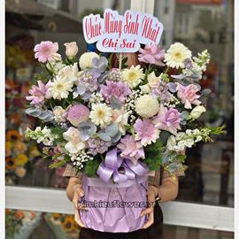 Hộp hoa chúc mừng tone tím - HG554