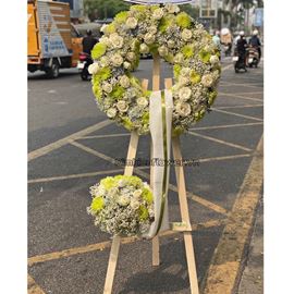 Vòng hoa viếng cúc xanh, hoa hồng - KV148