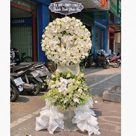 Vòng hoa viếng lan hồ điệp, hồng trắng - KV150