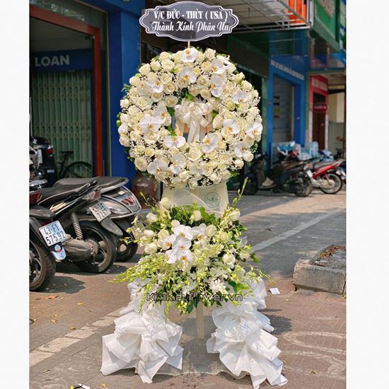Vòng hoa viếng lan hồ điệp, hồng trắng - KV150
