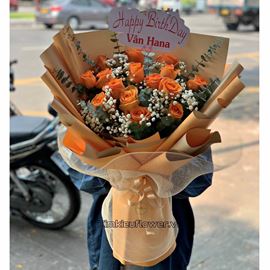 Bó hoa hồng cam quốc vương - HB440