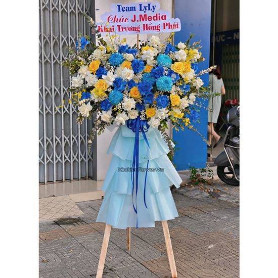 Kệ hoa cúc mẫu đơn xanh, hoa hồng - KH169