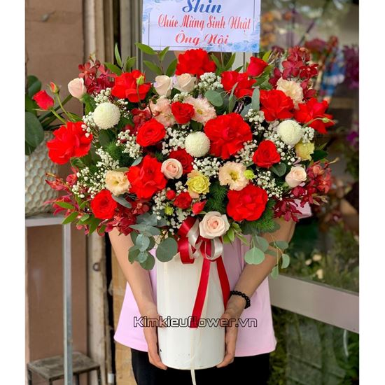 Bình hoa hồng đỏ, cát tường - BI237