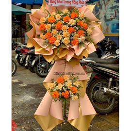 Kệ hoa chúc mừng hồng cam, mỡ gà - KH176