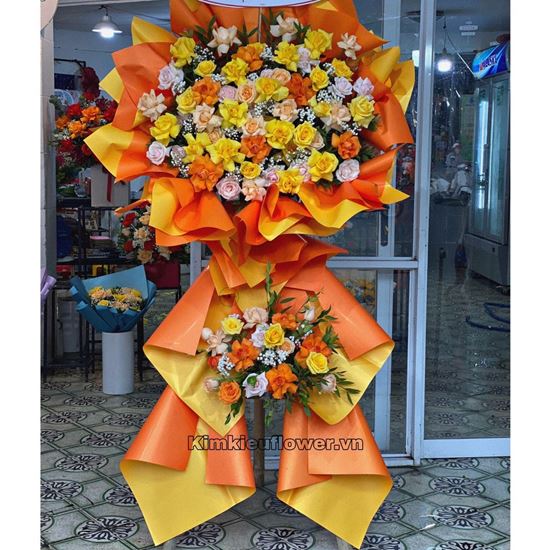 Kệ hoa chúc mừng vàng, cam - KH177