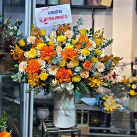 Bình hoa hồng cam, vàng - BI239