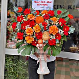 Bình hoa hồng, cúc mẫu đơn - BI243