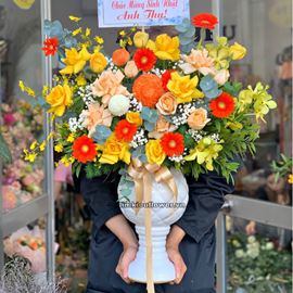 Bình hoa cúc mẫu đơn, đồng tiền - BI245