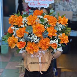 giỏ hoa hồng cam quốc vương - HG584