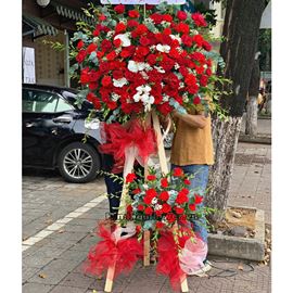 Kệ hoa hồng đỏ, lan hồ điệp - KH179