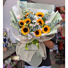 Bó hoa hướng dương, hoa hồng - HB468