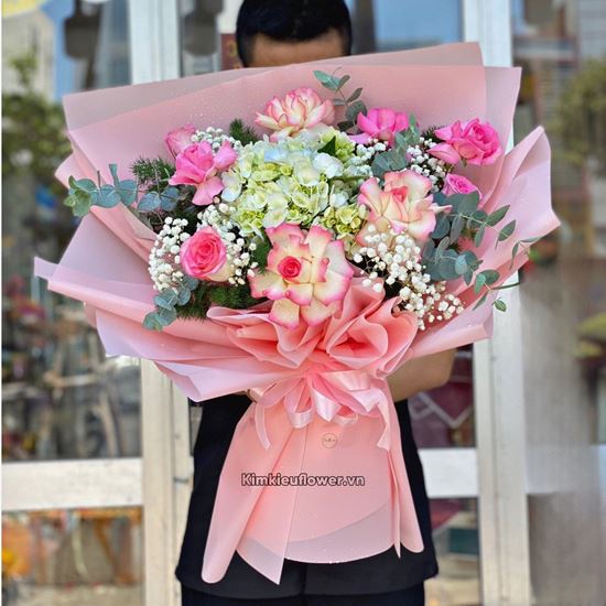 Bó hoa hồng, cẩm tú cầu - HB469