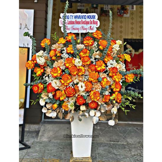 Bình hoa hồng cam lửa - BI247