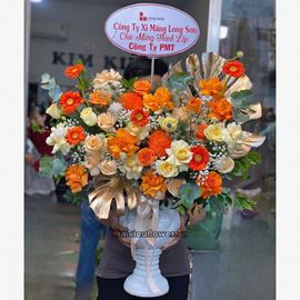 Bình hoa hồng cam, victor - BI248