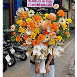 Bình hoa cúc mẫu đơn, lan hồ điệp - BI250