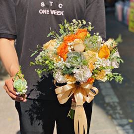 Hoa cưới sen đá, hoa hồng - HC75