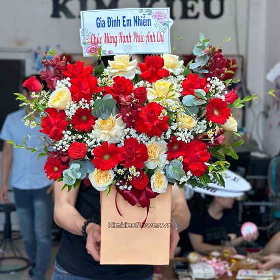 giỏ hoa hồng victor, hồng đỏ - HG600