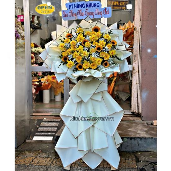 Kệ hoa chúc mừng hướng dương, hồng vàng - KH193