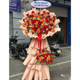 Kệ hoa chúc mừng cam lửa, hoa hồng - KH194