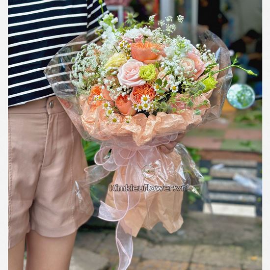 Bó hoa kiểu tròn mix nhiều loại hoa - HB487