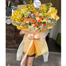 Bó hoa hồng victor, lan vũ nữ - HB489