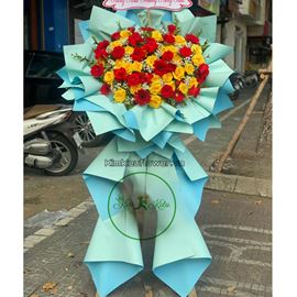 Kệ hoa chúc mừng tone đỏ, vàng - KH195