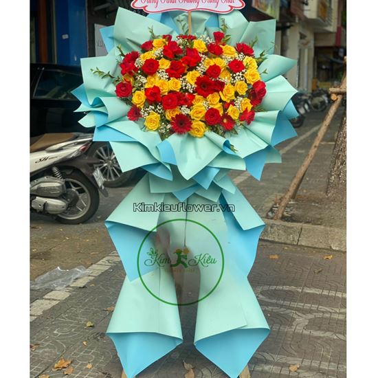 Kệ hoa chúc mừng tone đỏ, vàng - KH195