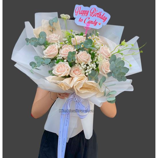 Bó hoa hồng kem - HB493