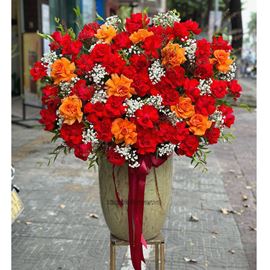 Bình hoa hồng đỏ, cam - BI256