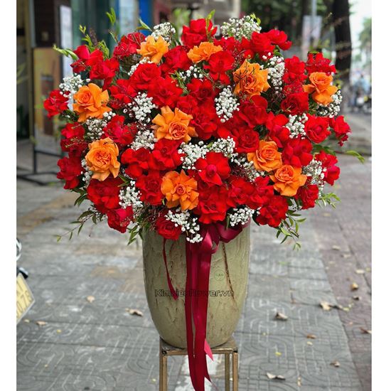 Bình hoa hồng đỏ, cam - BI256