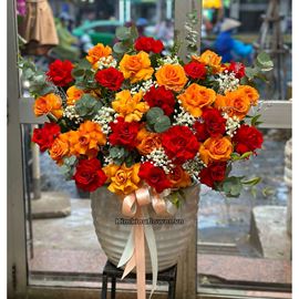 Bình hoa tone màu đỏ, cam - BI257