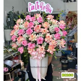 Bình hoa hồng hỷ trứng, hồng sen - BI260