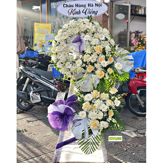 Vòng viếng tone trắng - KV166