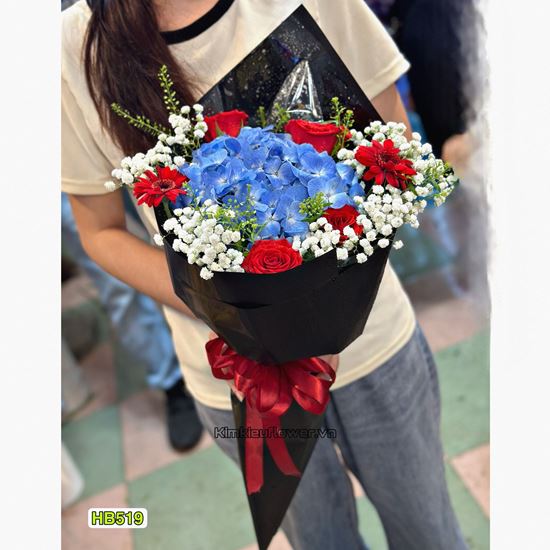 Bó hoa cẩm tú cầu, hồng đỏ - HB519