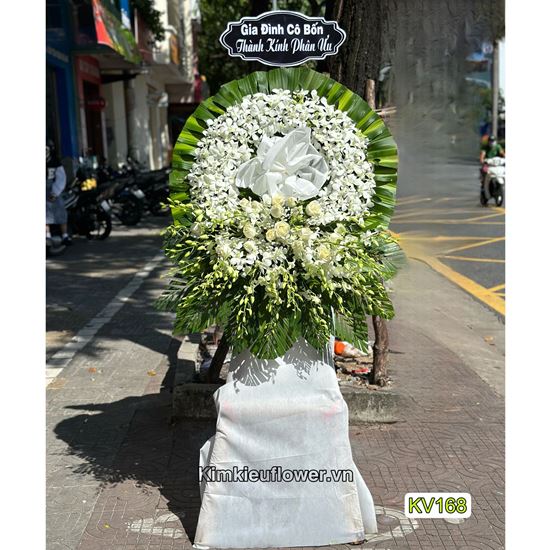 Vòng hoa chia buồn lan trắng, hồng trắng - KV168