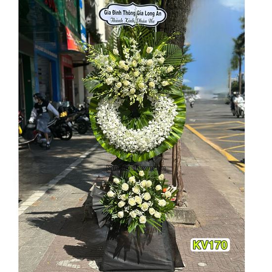 Vòng hoa chia buồn lan trắng, hồng trắng - KV170