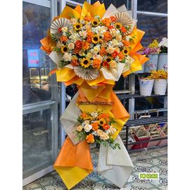 Kệ hoa chúc mừng tone vàng cam - KH202