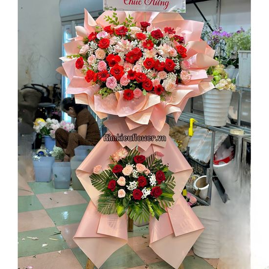 Kệ hoa chúc mừng hồng lạc thần, hồng đỏ - KH206