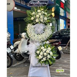Vòng hoa chia buồn lan trắng - KV175
