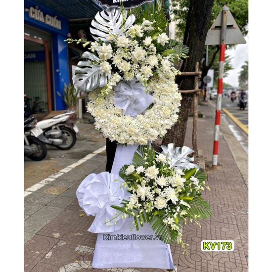 Vòng hoa chia buồn lan trắng, cúc trắng - KV173