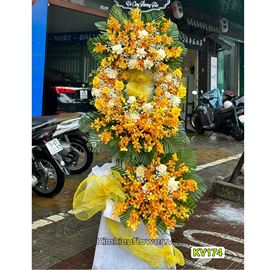 Vòng hoa lan vàng, hồng trắng - KV174