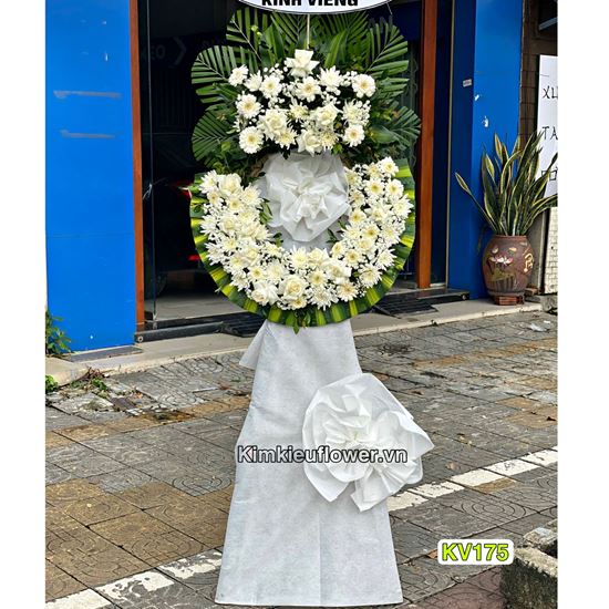Vòng hoa viếng cúc trắng, hồng trắng - KV178