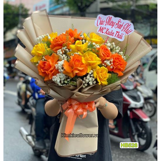 Bó hoa hồng cam,vàng - HB528