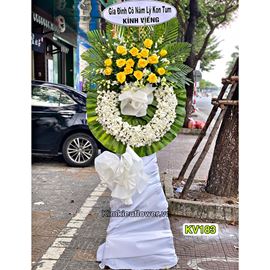 Vòng hoa viếng lan trắng mix vàng - KV183